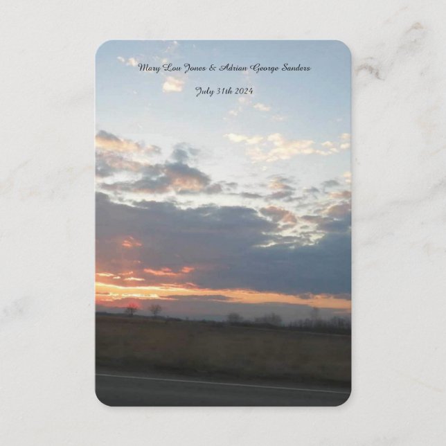 Carte de réponse de mariage Photo du coucher de so (Devant)