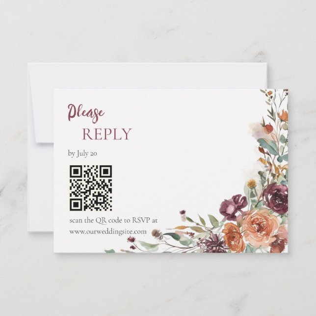 Carte de réponse de mariage Plum Petals (Devant)