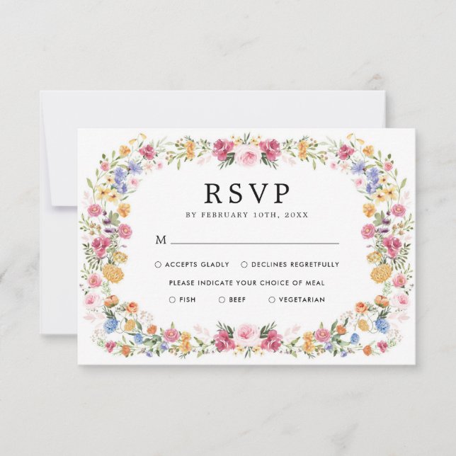 Carte de réponse de mariage pour un joli jardin fl (Devant)