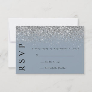 Carte de réponse de mariage Poussière Bleu et Pail