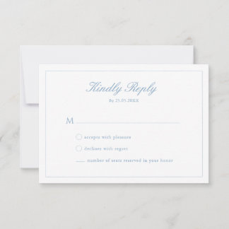 Carte de réponse de mariage poussiéreux bleu avec 