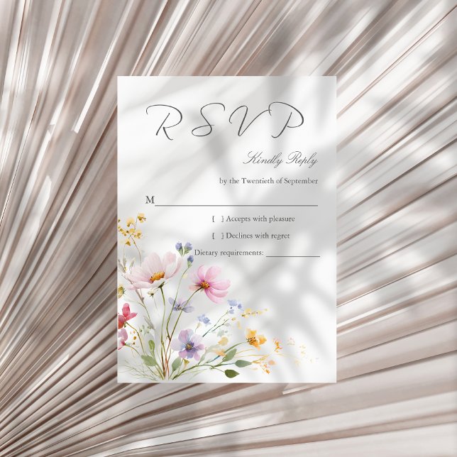 Carte de réponse de mariage Prairie de fleurs sauv (Créateur téléchargé)