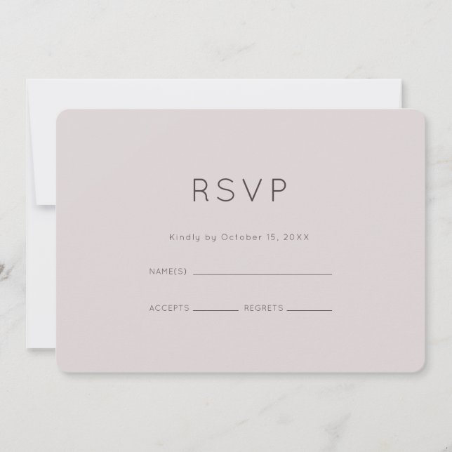 Carte de réponse de mariage prune neutre moderne (Devant)