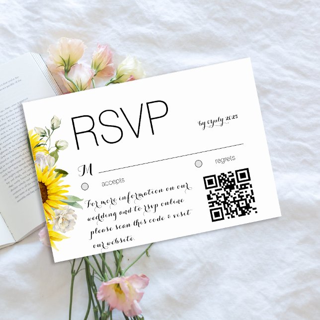 Carte de réponse de mariage QR code rose aquarelle (Créateur téléchargé)