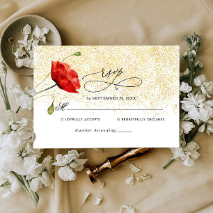 Carte de réponse de mariage romantique au pavot d'