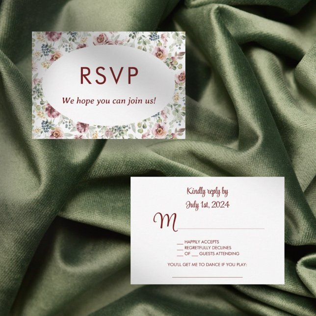 Carte de réponse de mariage romantique floral vint (Créateur téléchargé)