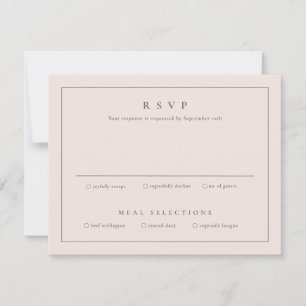 Carte de réponse de mariage rose classique