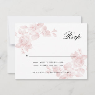 Carte de réponse de mariage rose florale vintage
