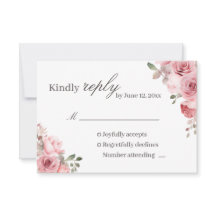 Carte de réponse de mariage rose fuchsia