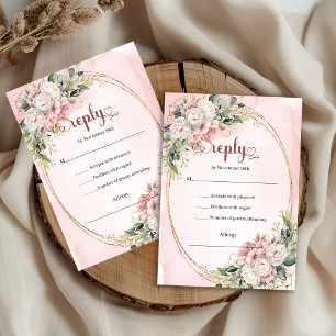 Carte de réponse de mariage Rose Gold poussiéreuse