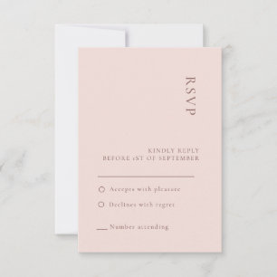 Carte de réponse de mariage rose neutre minimalist