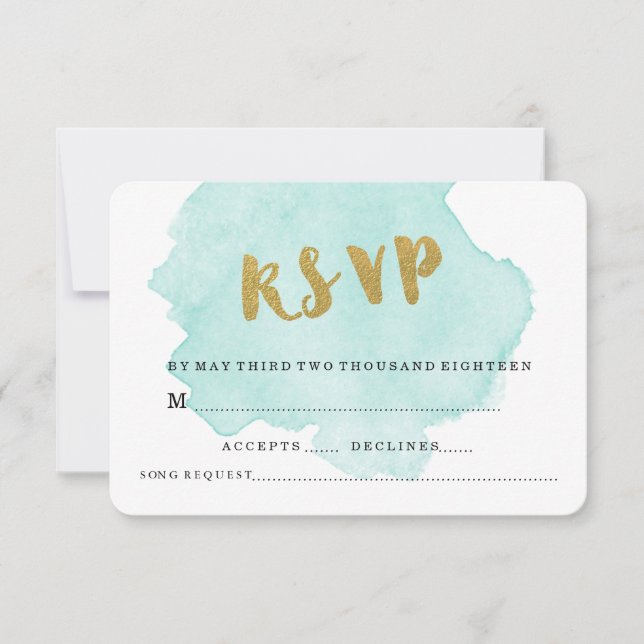 CARTE DE RÉPONSE DE MARIAGE ROSE PÂLE ET OR (Devant)