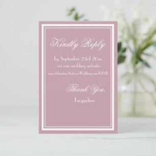 Carte de réponse de mariage rose poussiéreux avec