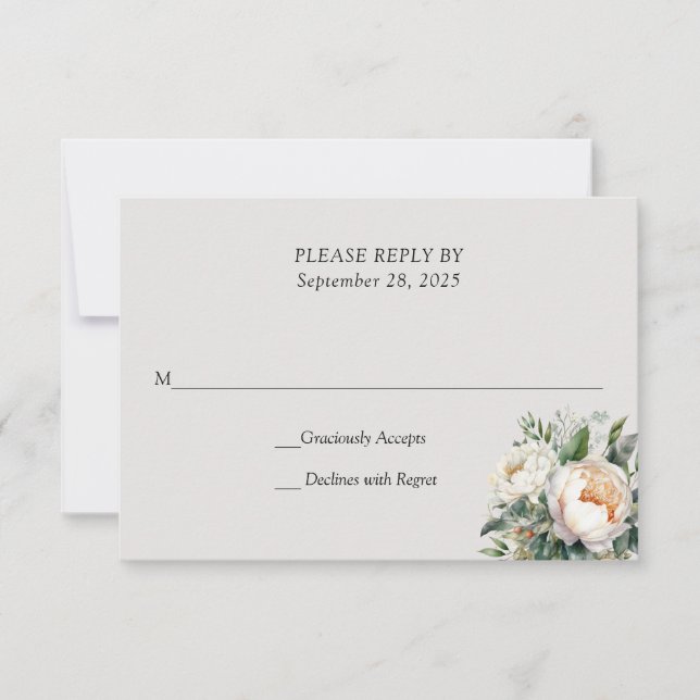 Carte de réponse de mariage Rose Romantique (Devant)