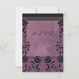 Carte de réponse de mariage Rose Violet et Noir