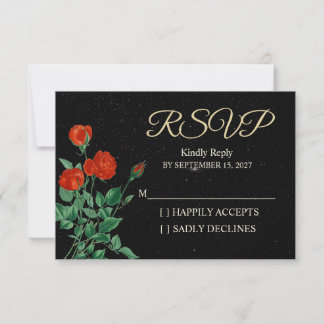 Carte de réponse de mariage Roses cramoisies Nuit