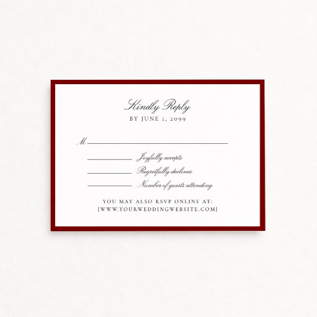 Carte de réponse de mariage rouge profond (Créateur téléchargé)