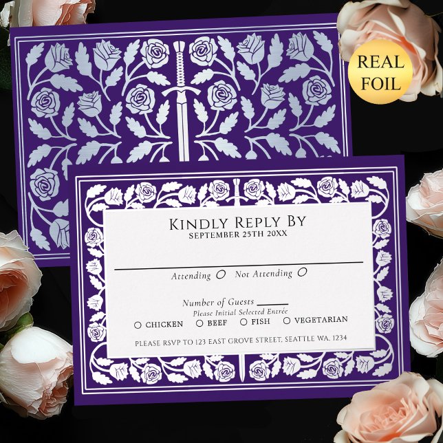 Carte de réponse de mariage royal avec épée médiév (Créateur téléchargé)