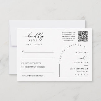 Carte de réponse de mariage RSVP douce romantique