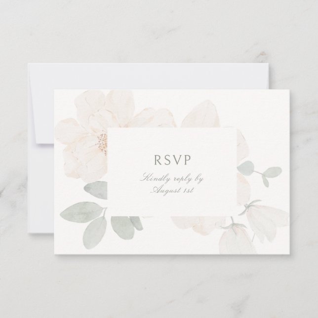 Carte de réponse de mariage RSVP florale à l'aquar (Devant)