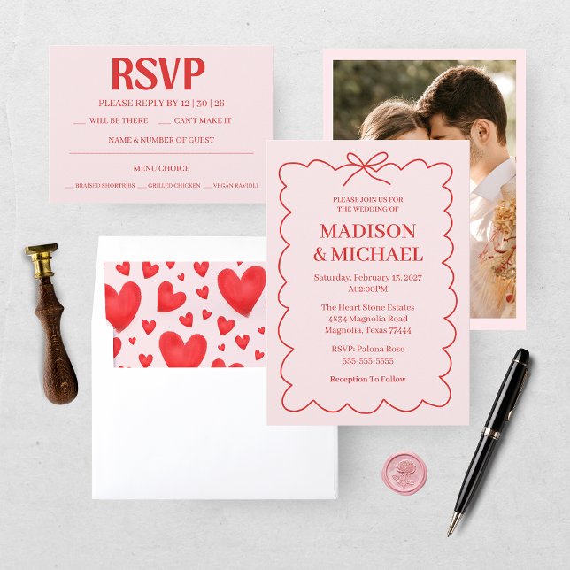 Carte de réponse de mariage RSVP Rétro Saint-Valen (Créateur téléchargé)