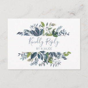 Carte de réponse de mariage RSVP Vert - bleu Dusty