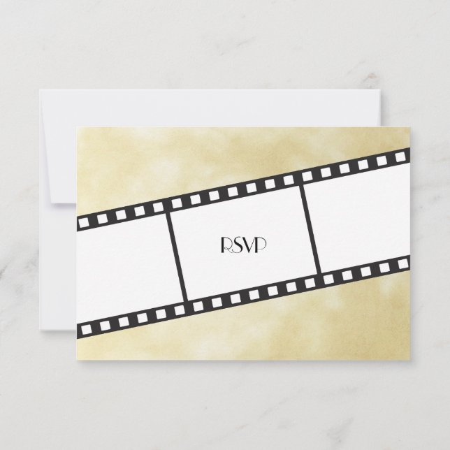 Carte de réponse de mariage ruban de film cinémato (Dos)
