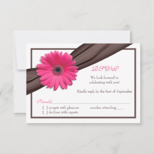 Carte de réponse de mariage Ruban marron Gerbera D
