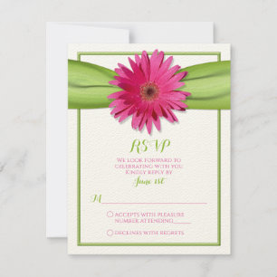 Carte de réponse de mariage Ruban Vert Gerbera Dai