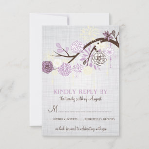 Carte de réponse de mariage rustique aux fleurs de