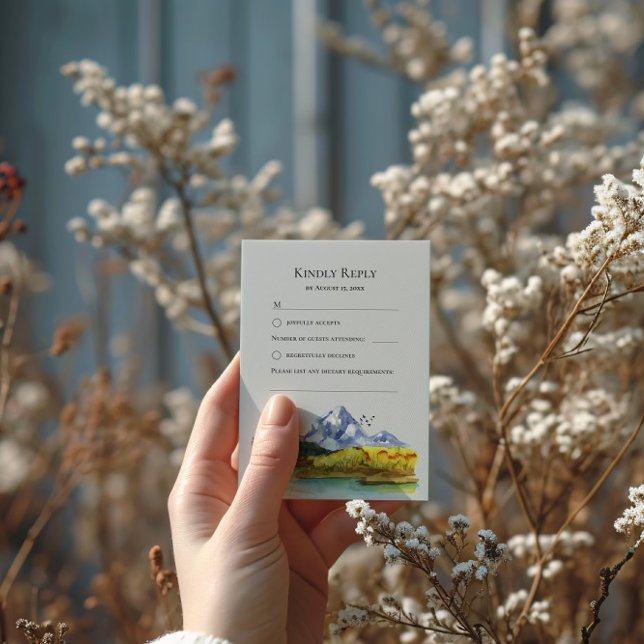 Carte de réponse de mariage rustique Blue Mountain (Créateur téléchargé)