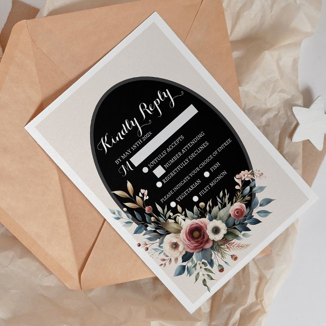 Carte de réponse de mariage rustique et floral élé (Elegant Floral Rustic Wedding RSVP Card)