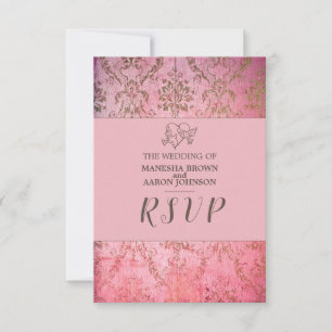 CARTE DE RÉPONSE DE MARIAGE - RUSTIQUE ROSE