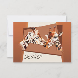 Carte de réponse de mariage Safari Zoo Girafe