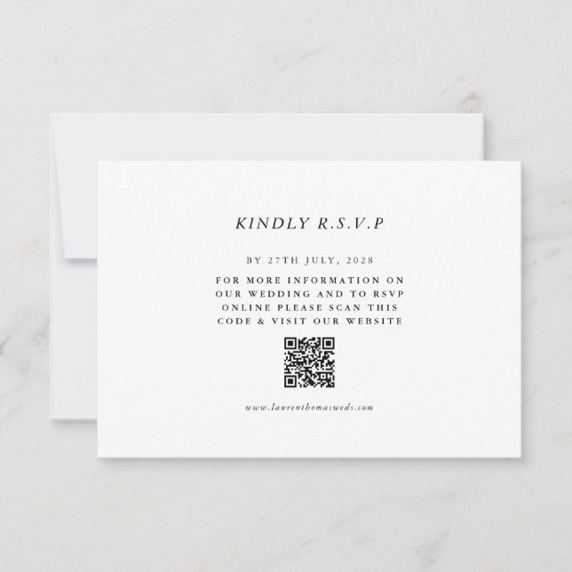 Carte de réponse de mariage simple avec QR Code RS (Devant)
