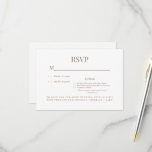 Carte de réponse de mariage simple blanche pour le