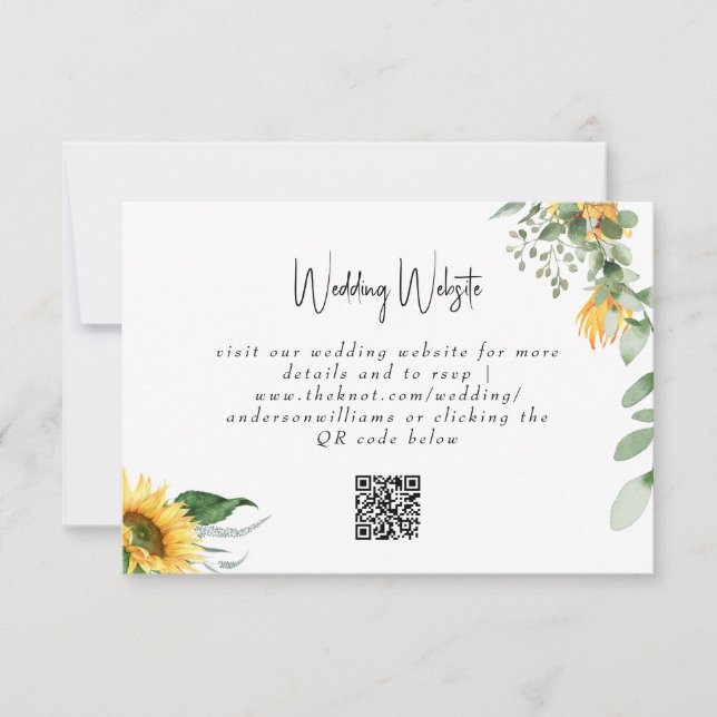 Carte de réponse de mariage simple tournesol avec  (Devant)