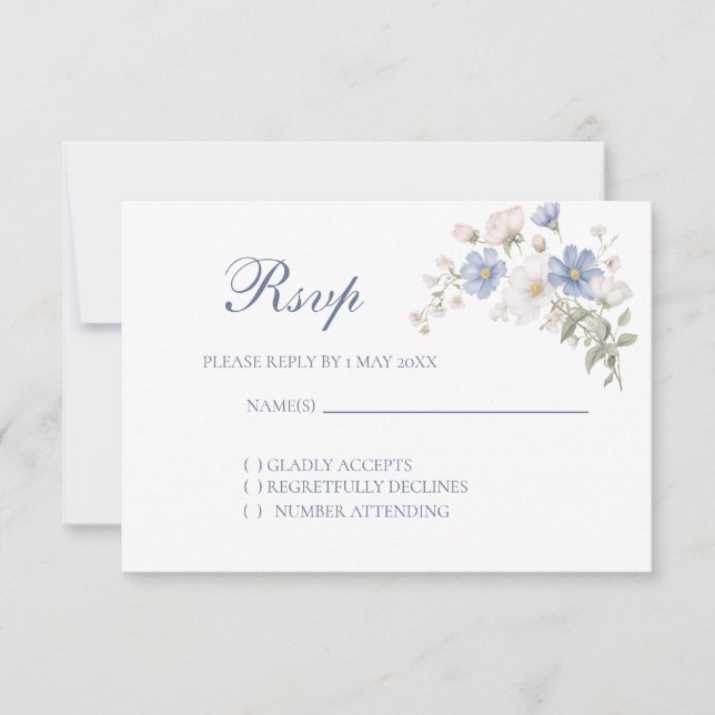 Carte de réponse de mariage Something Blue (Devant)