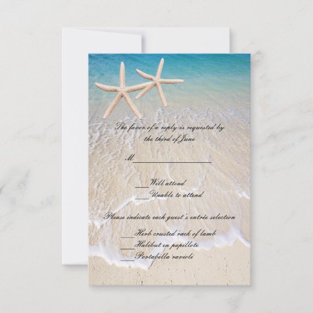 Carte de réponse de mariage Starfish Beach (Devant)