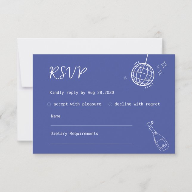 Carte de réponse de mariage style dessiné à la mai (Devant)