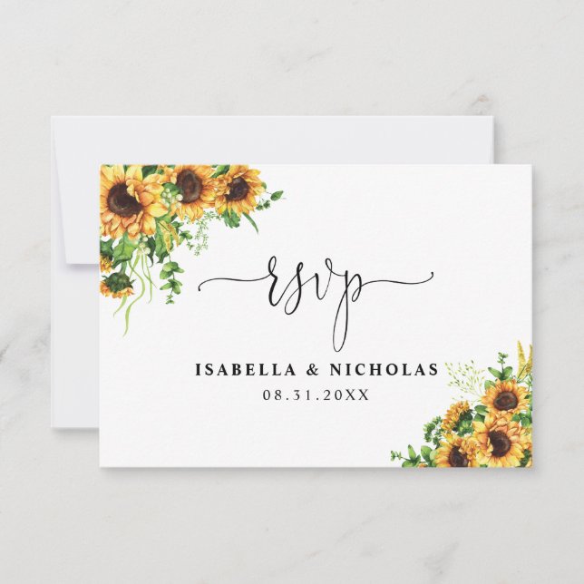 Carte de réponse de mariage tournesol (Devant)