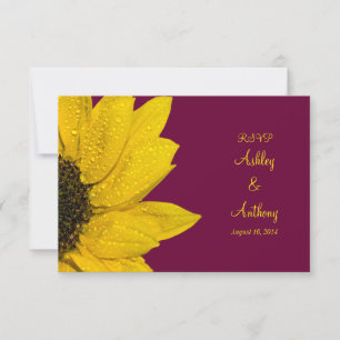 Carte de réponse de mariage Tournesol - Vin et Jau