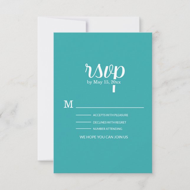 Carte de réponse de mariage turquoise sarcelle bla (Devant)
