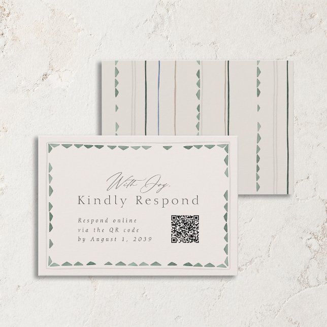 Carte de réponse de mariage vert sage élégant avec (Créateur téléchargé)