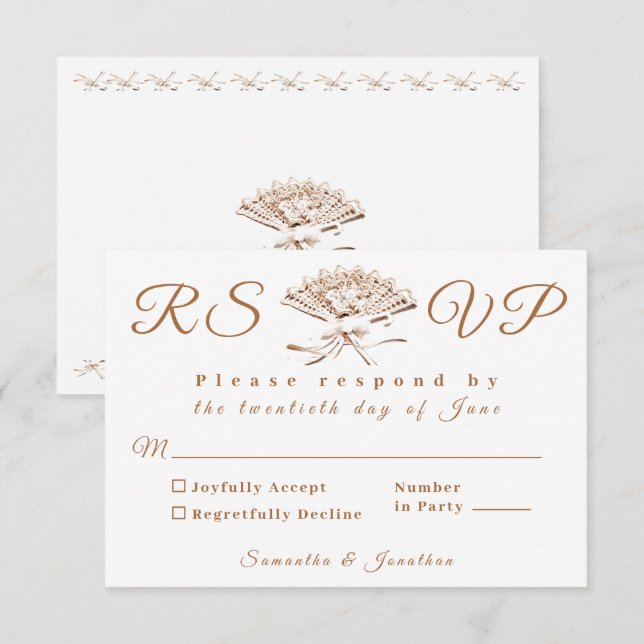 Carte de réponse de mariage victorien traditionnel (Devant / Derrière)