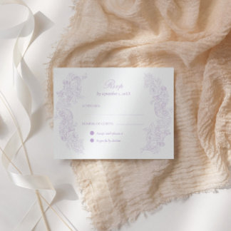 Carte de réponse de mariage violet pastel victorie
