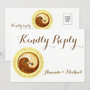 CARTE DE RÉPONSE DE MARIAGE YinYang colombes Harmo