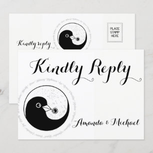 CARTE DE RÉPONSE DE MARIAGE YinYang colombes Harmo