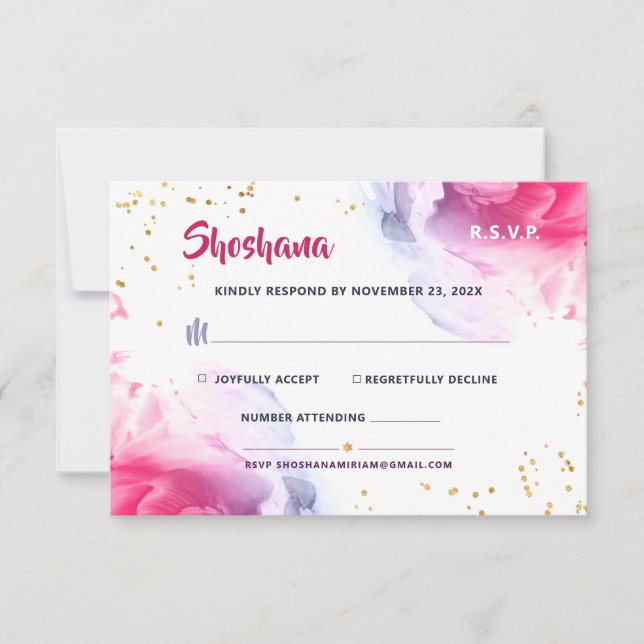 Carte de réponse de Parties scintillant d'aquarell (Devant)