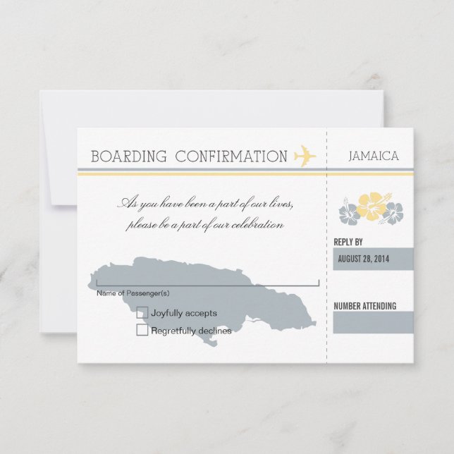 Carte de réponse de passe d'embarquement POUR LA J (Devant)